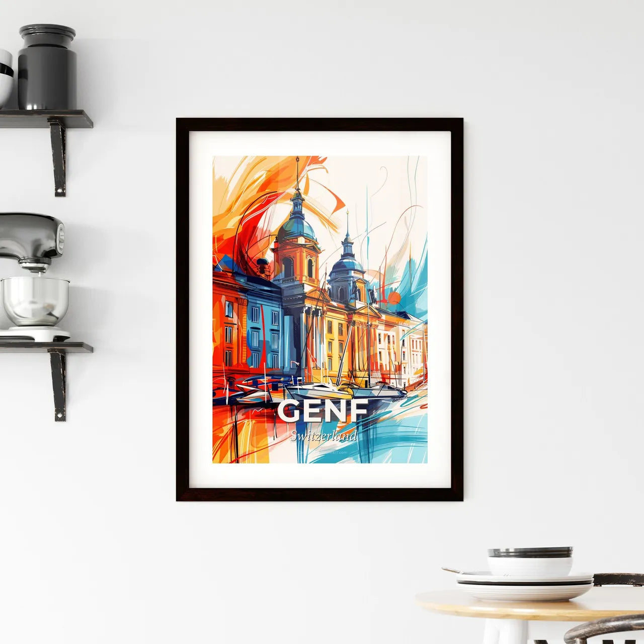 Vibrant Genf, Switzerland Framed Print