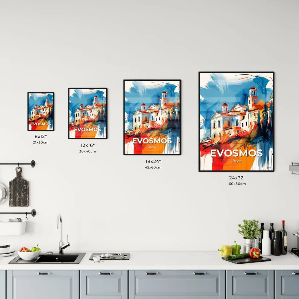Vibrant Evosmos, Greece Kitchen Art