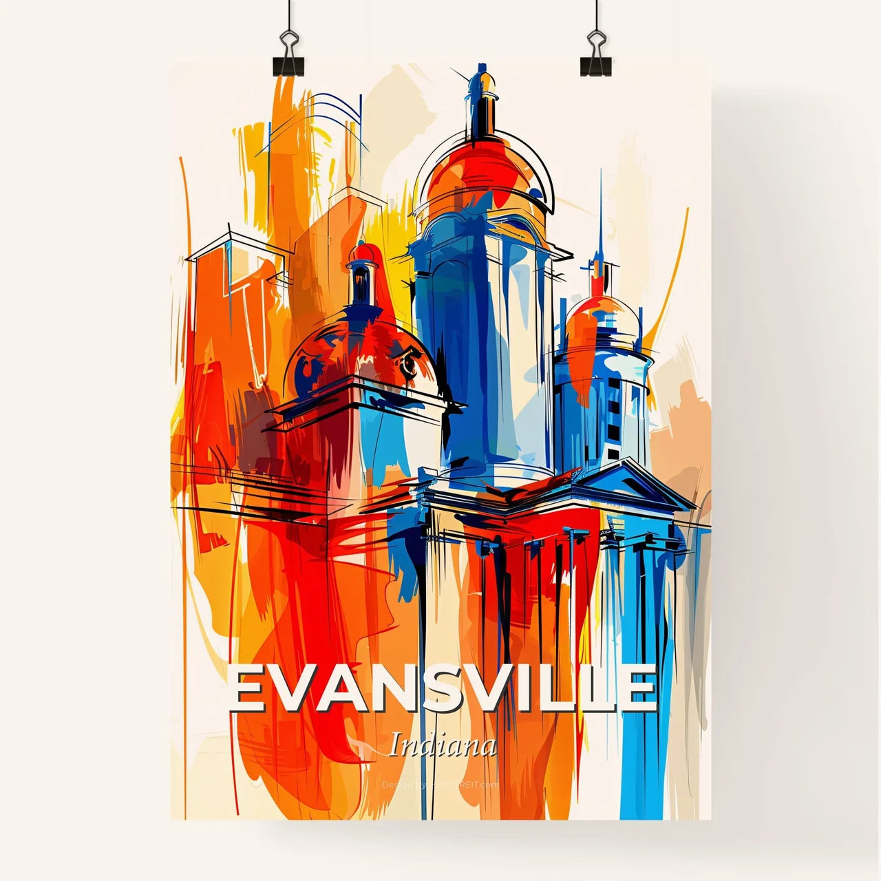 Vibrant Evansville, Indiana Poster