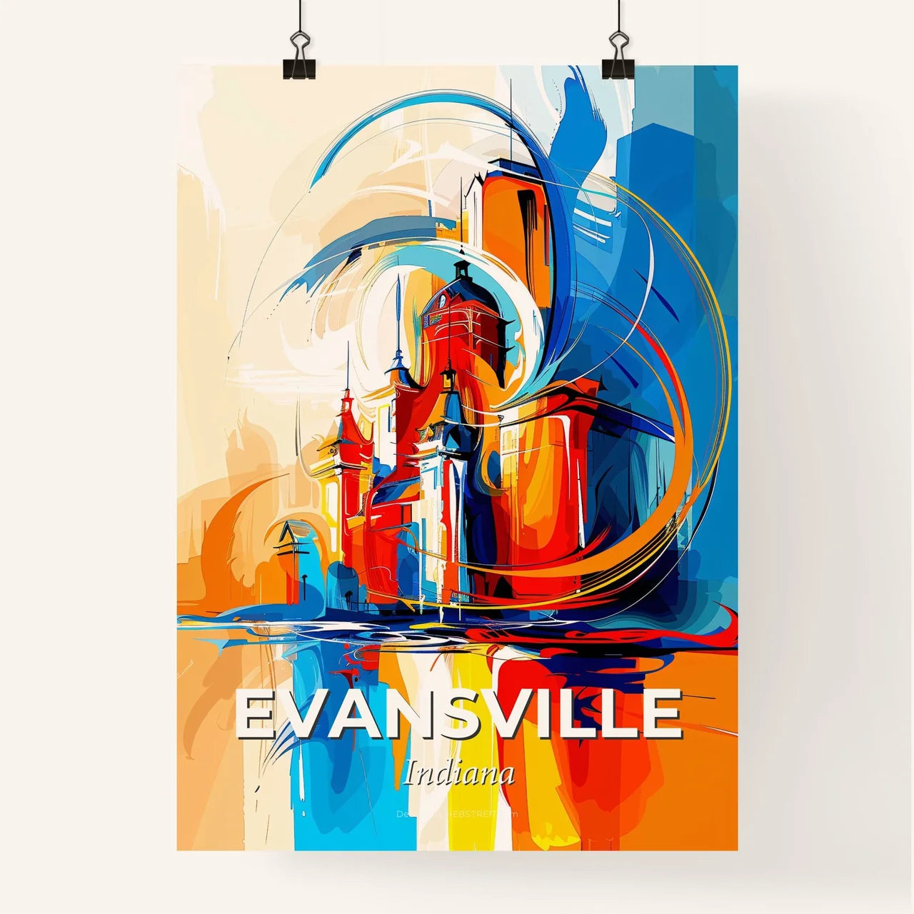 Vibrant Evansville, Indiana Poster