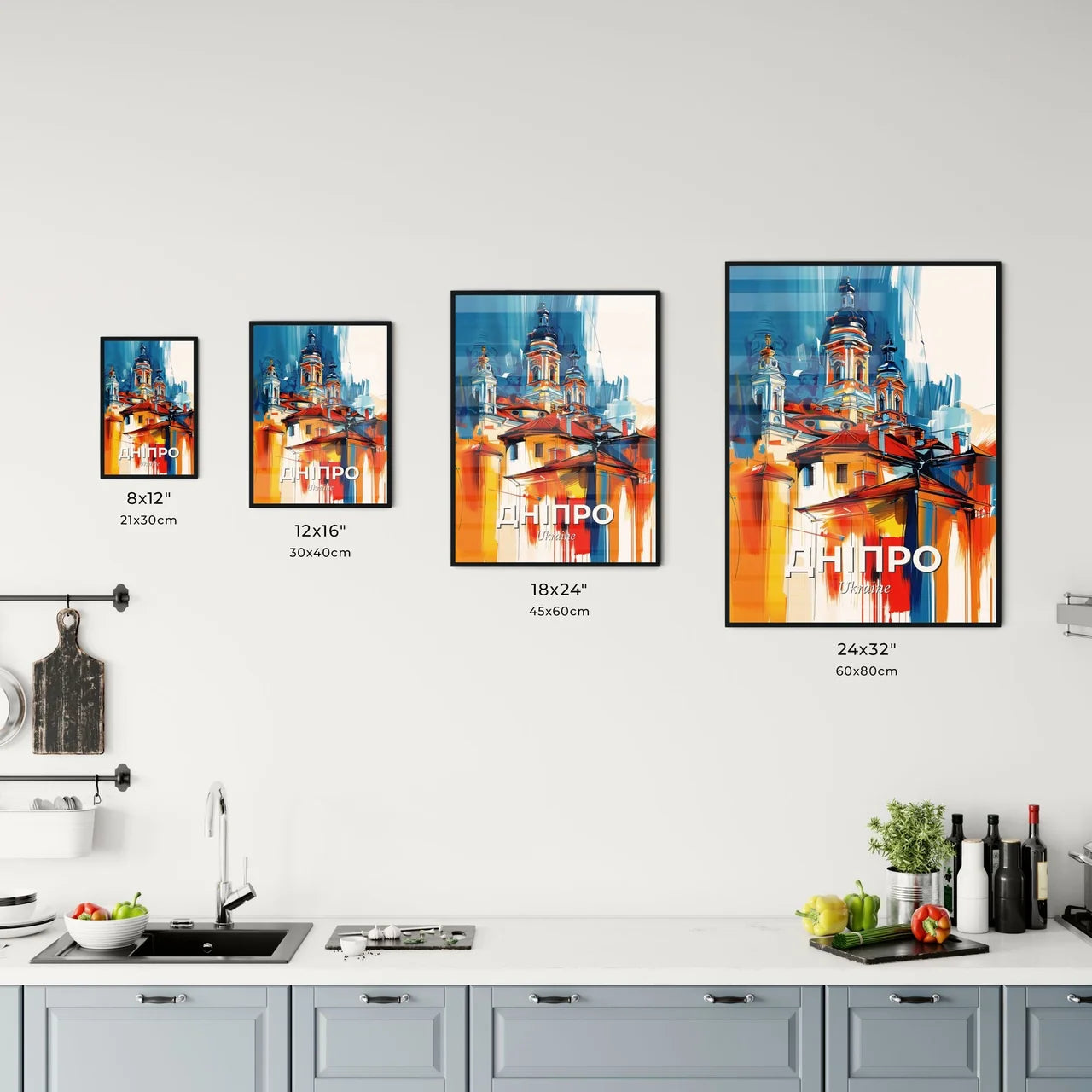 Vibrant Дніпро, Ukraine Kitchen Art