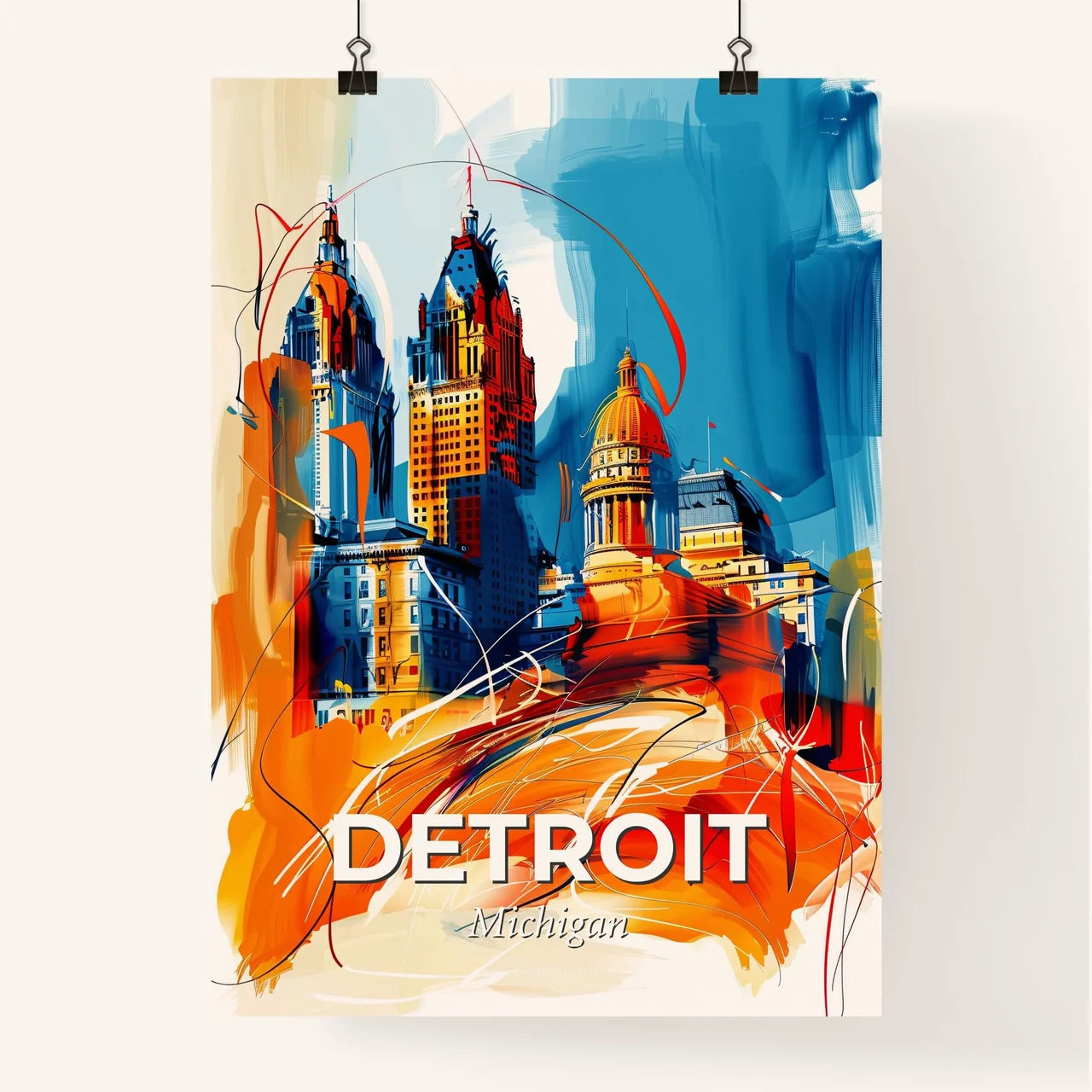 Vibrant Detroit, Michigan Poster