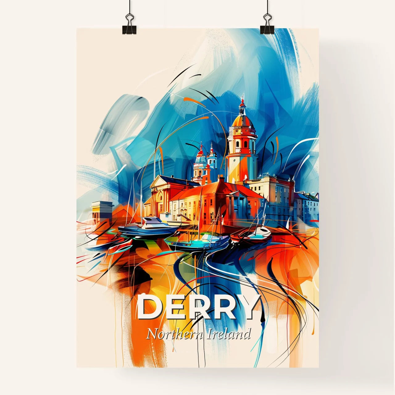 Vibrant Derry, Northern Ireland Poster