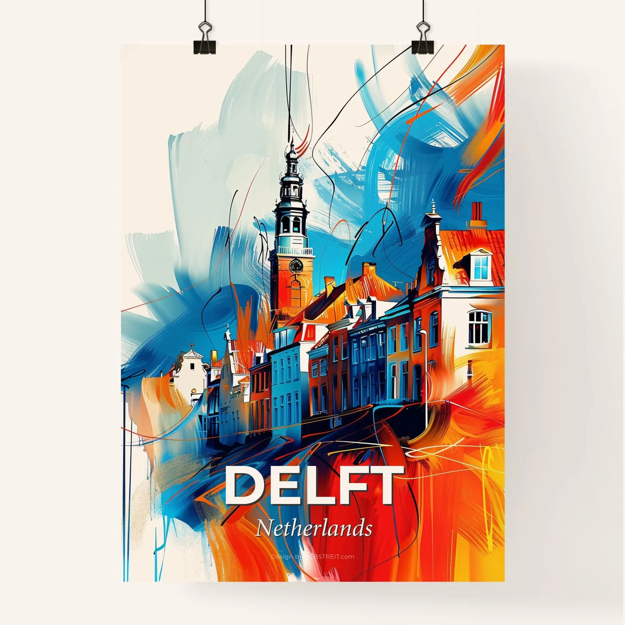 Vibrant Delft, Netherlands Poster