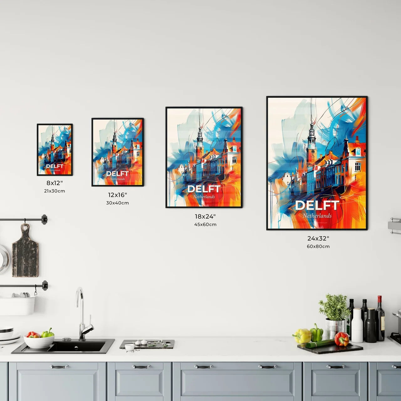 Vibrant Delft, Netherlands Kitchen Art