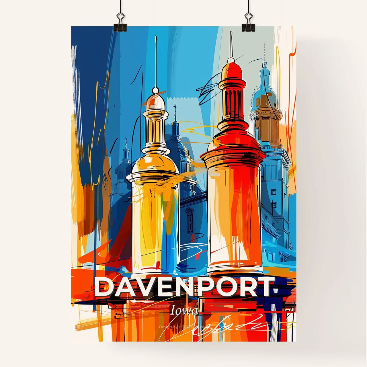 Vibrant Davenport, Iowa Poster