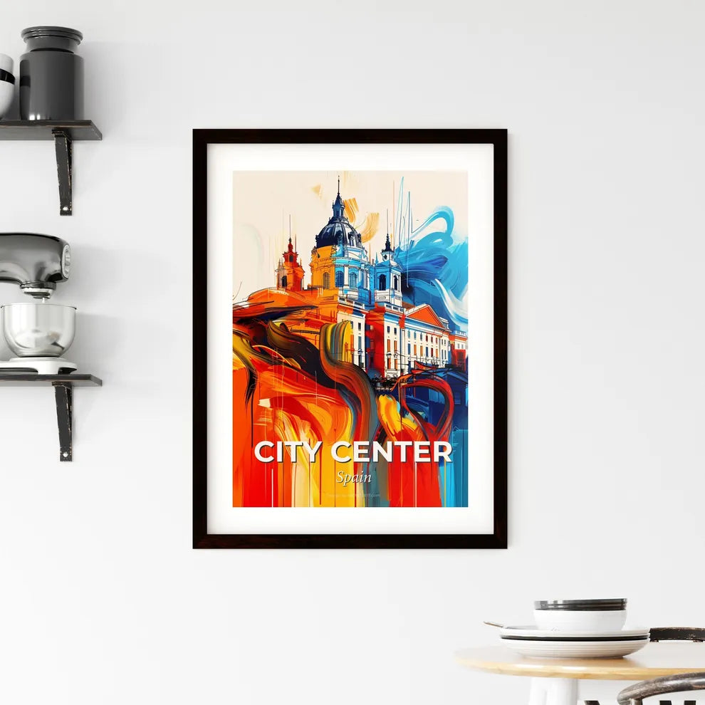 Vibrant City Center, Spain Framed Print