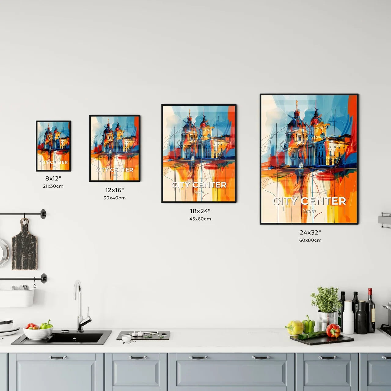 Vibrant City Center, Spain Kitchen Art