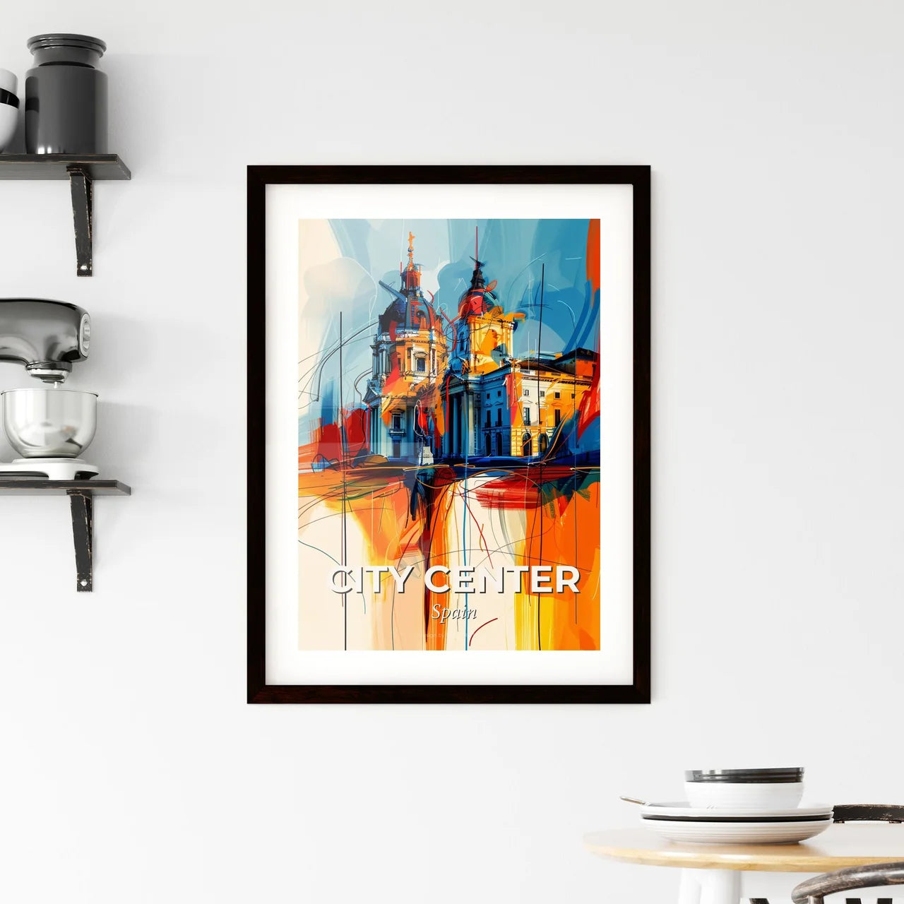 Vibrant City Center, Spain Framed Print