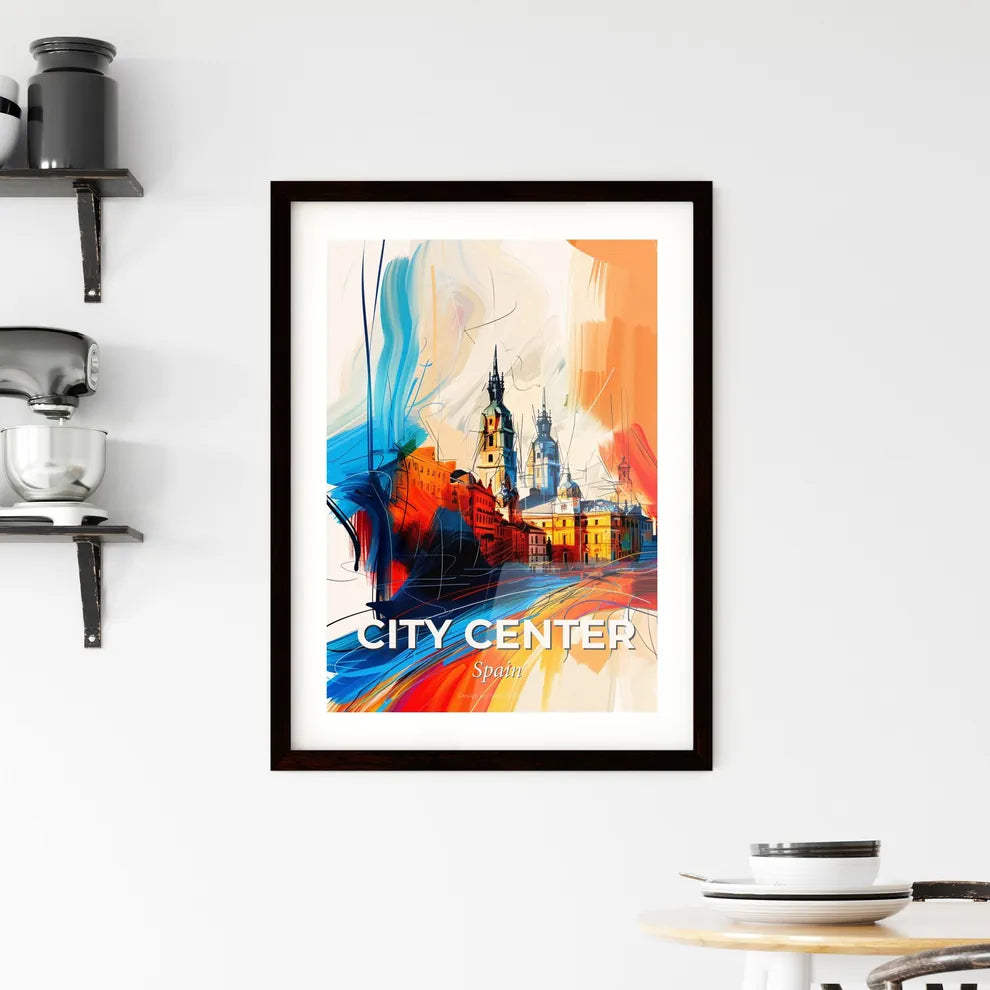 Vibrant City Center, Spain Framed Print