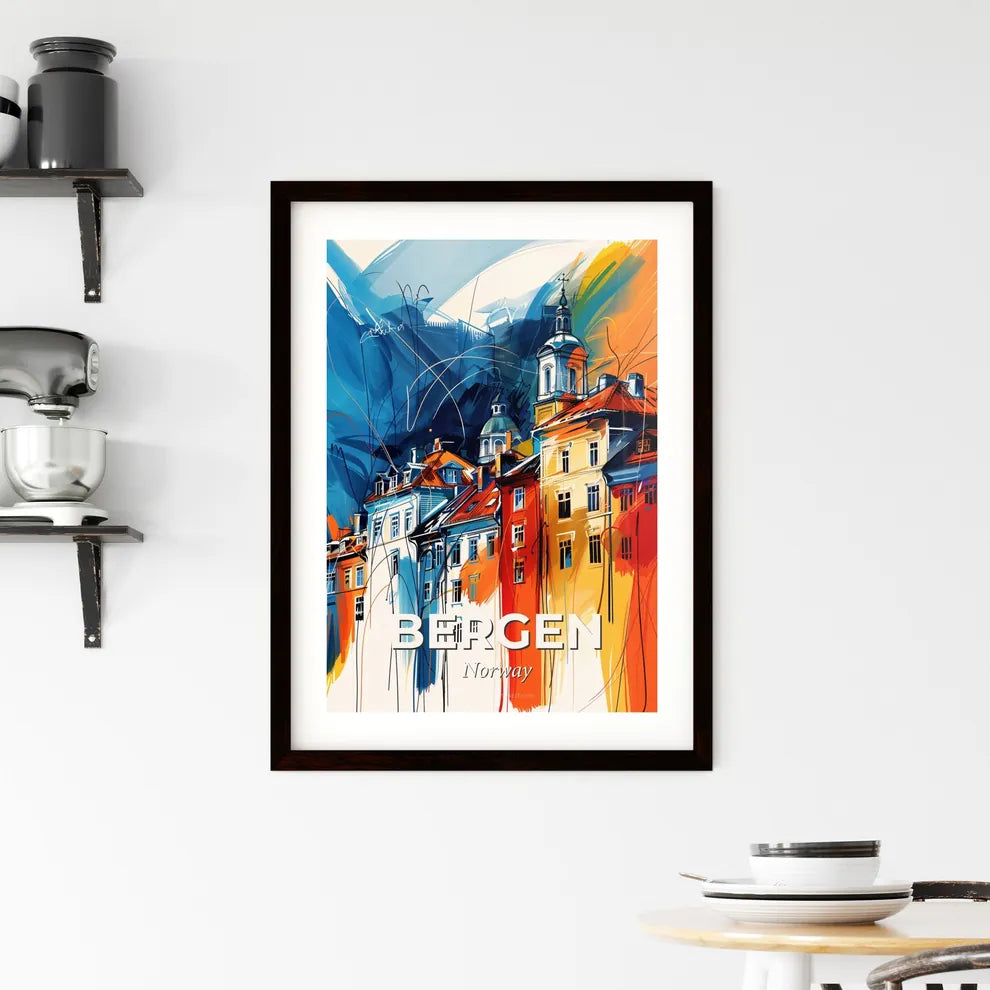 Vibrant Bergen, Norway Framed Print