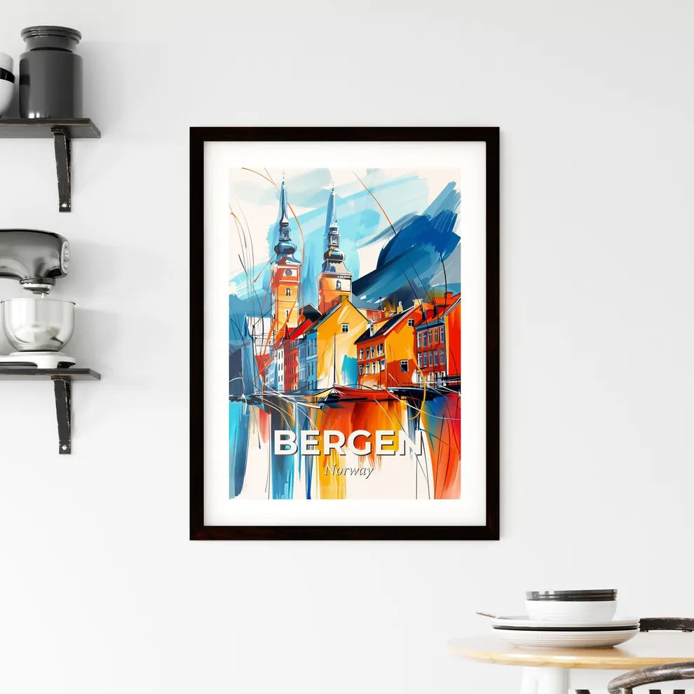 Vibrant Bergen, Norway Framed Print