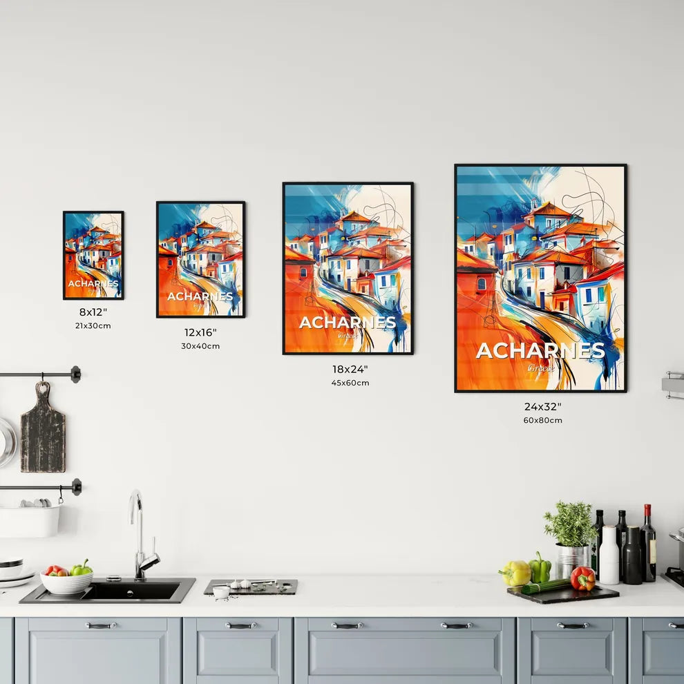 Vibrant Acharnes, Greece Kitchen Art