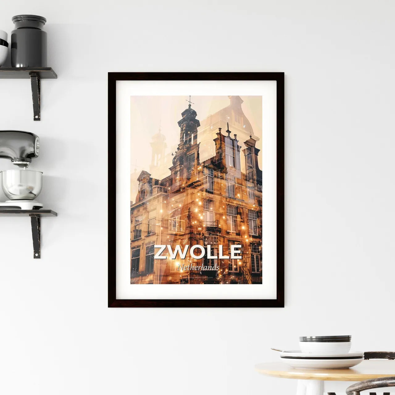 Zwolle City Silhouette Icon Composite Artwork - A building with a dome roof Custom Print