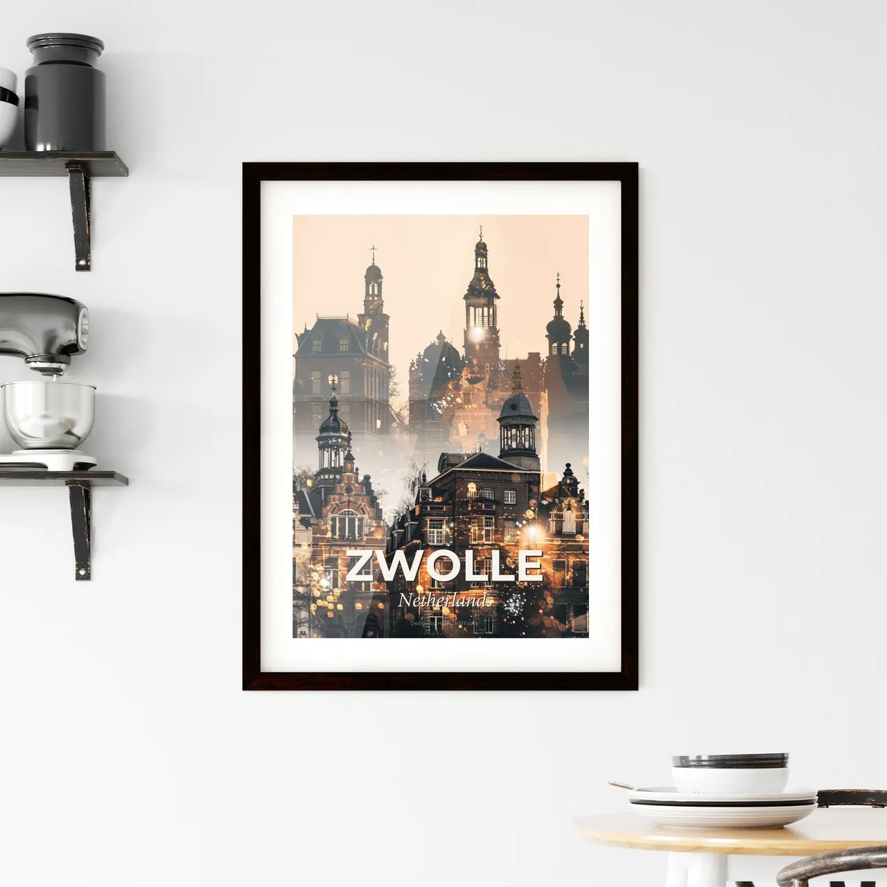 Zwolle City Skyline Art with Dutch Architecture - A group of buildings with towers and spires Custom Print