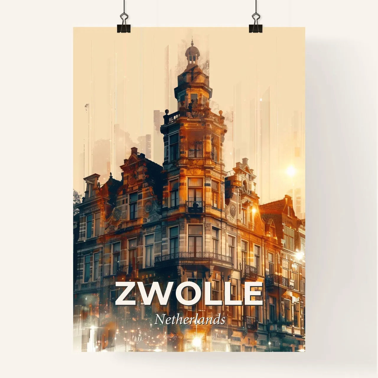 Zwolle Skyline Poster: Local Vibes, Bright Sparkles - A building with a tower Poster