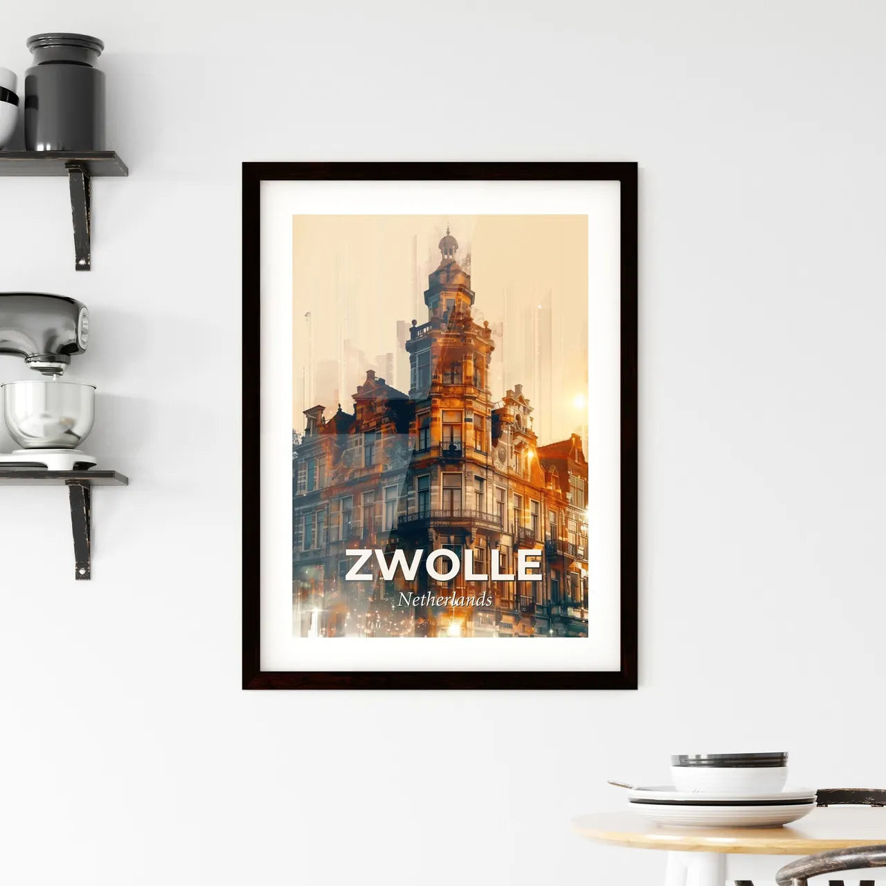 Zwolle Skyline Poster: Local Vibes, Bright Sparkles - A building with a tower Custom Print
