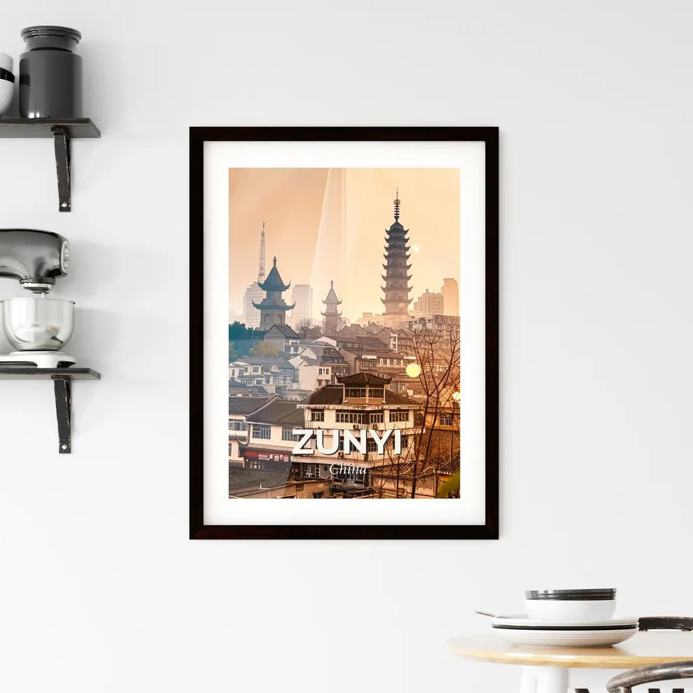 Zunyi Skyline Art Composite Poster - A city with a tall tower Custom Print