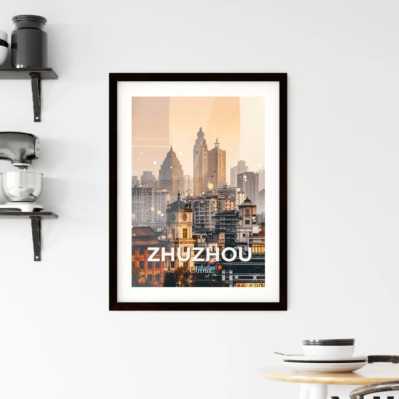 Zhuzhou City Lightscape Splendor - A city with many tall buildings Custom Print