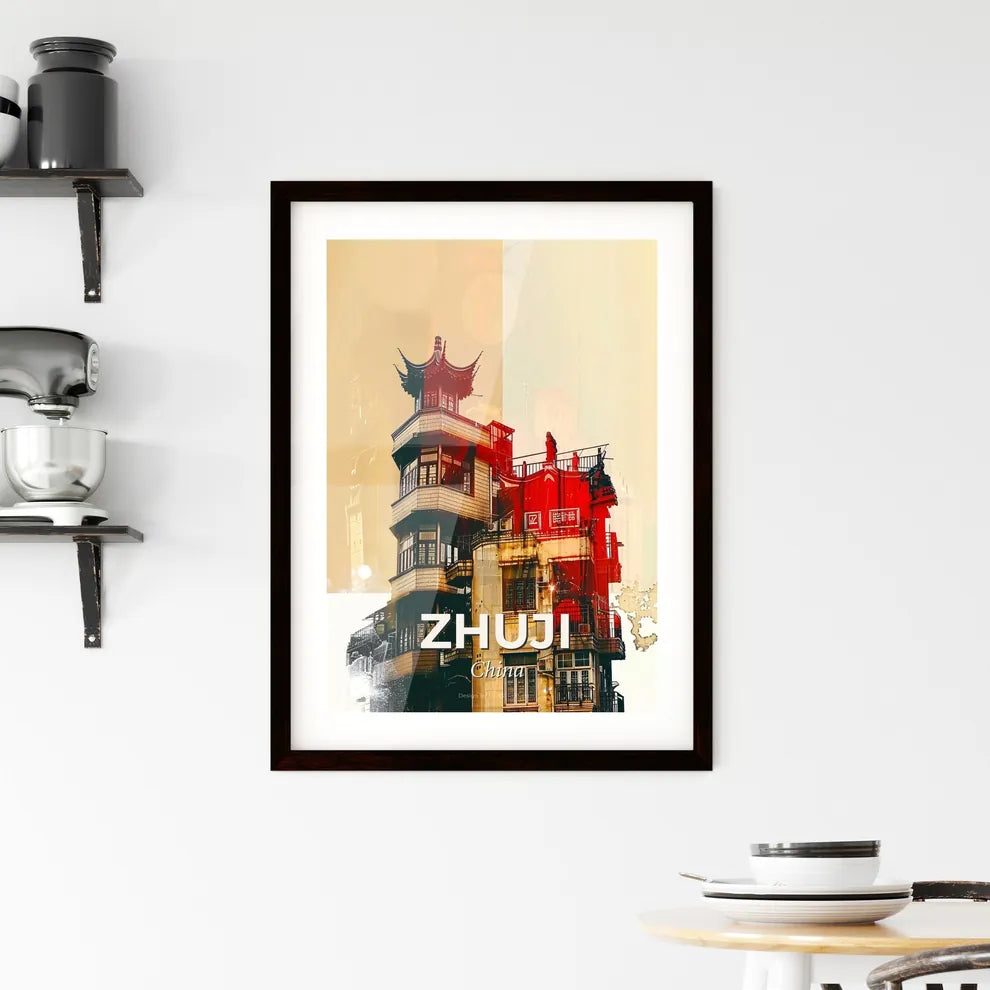 Zhuji Art Decor Skyline Poster - A building with a red roof Custom Print
