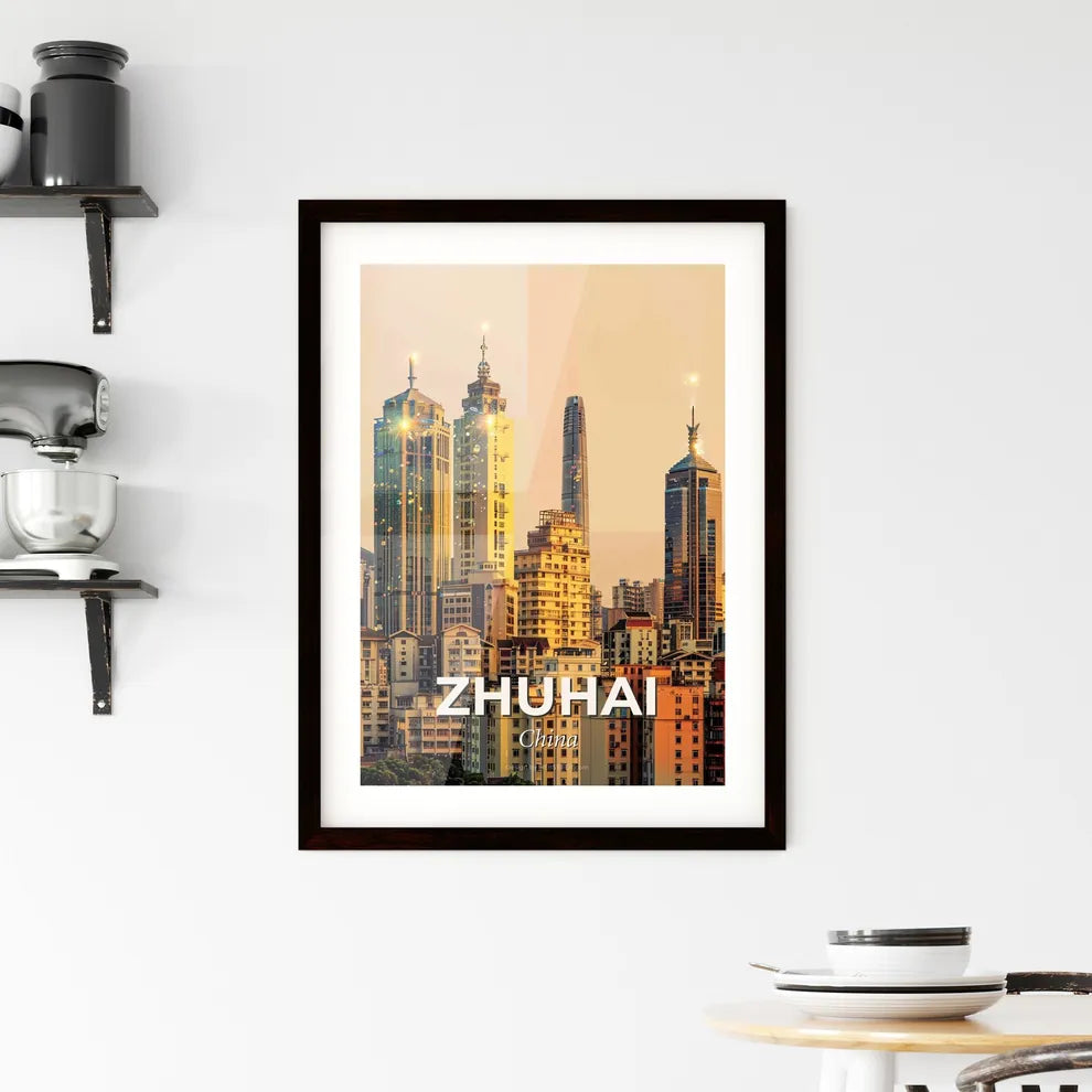 Zhuhai Skyline Double Exposure Composite Art - A city skyline with tall buildings Custom Print
