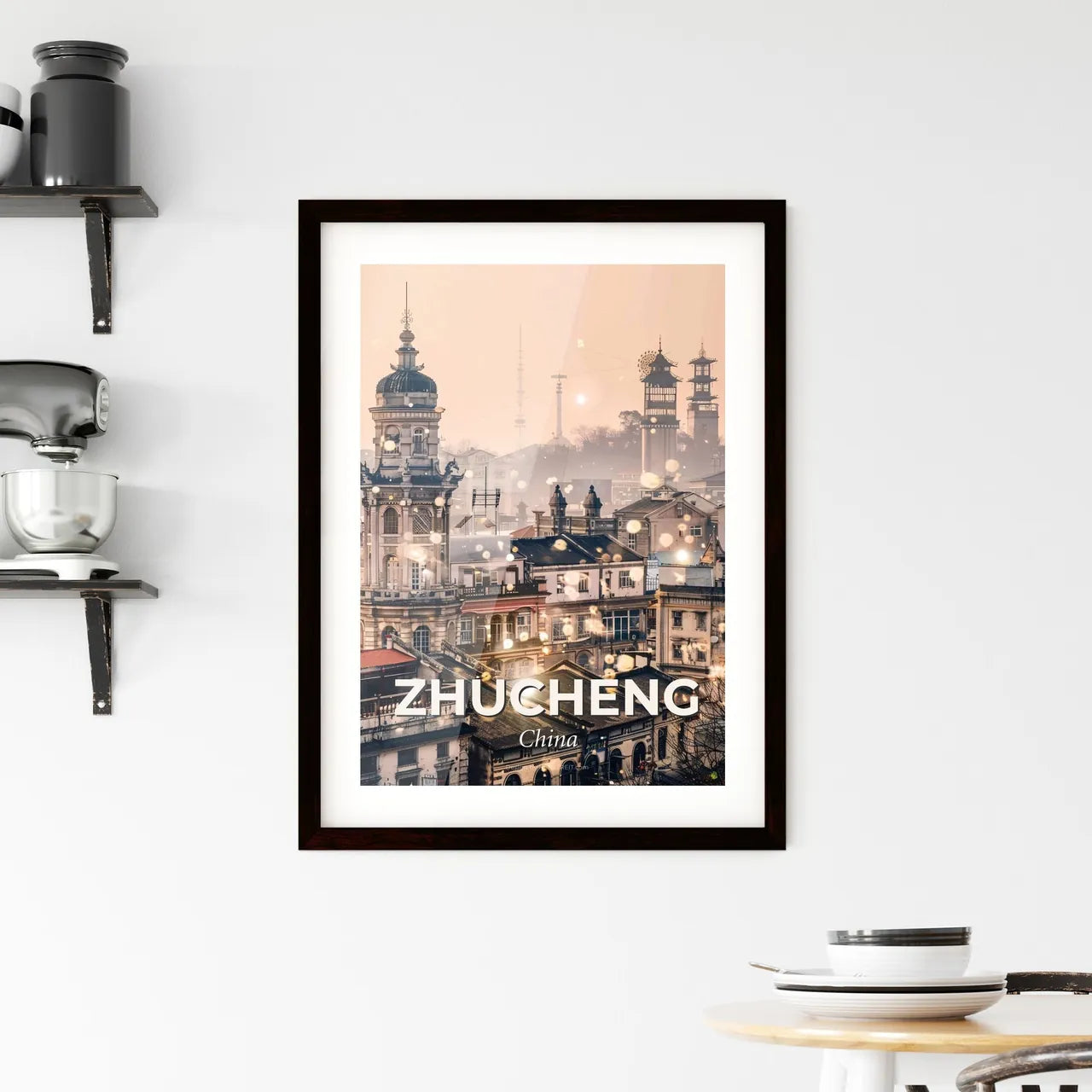 Zhucheng Skyline Composite Art Masterpiece - A city with many buildings Custom Print