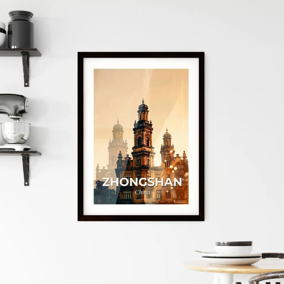 Zhongshan Skyline City Art Poster - A building with towers and a tower Custom Print