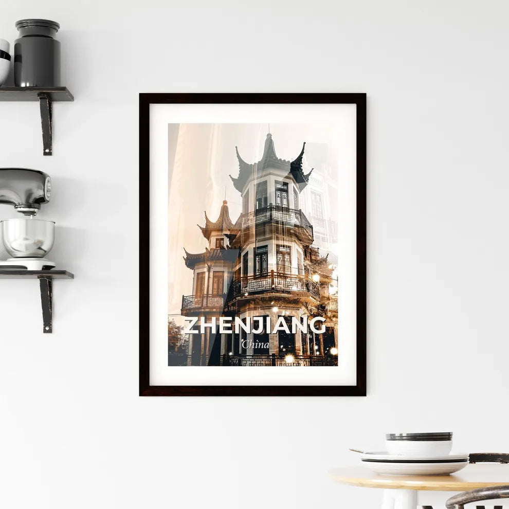 Zhenjiang Skyline Double Exposure Poster Art - A double exposure of a building Custom Print