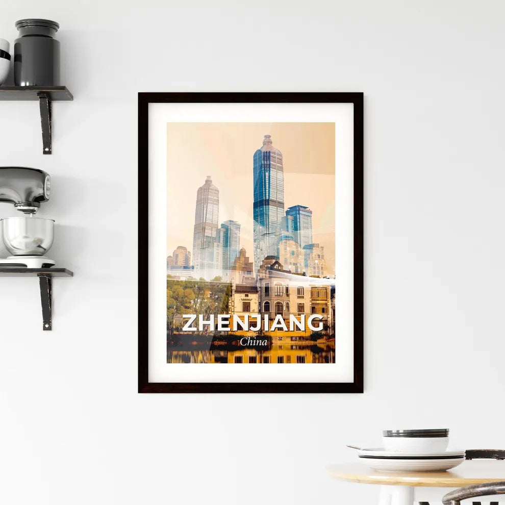 Zhenjiang Skyline Local Icons Poster - A city skyline with trees and buildings Custom Print