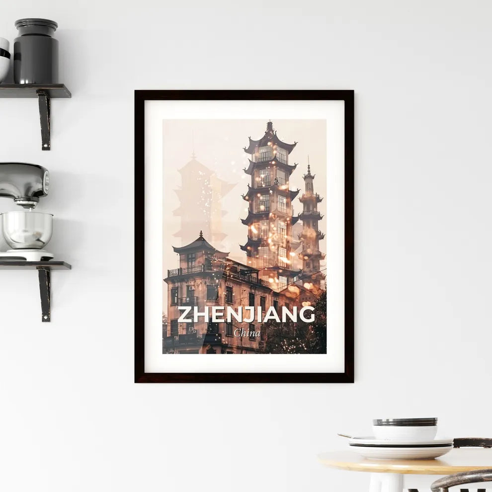 Zhenjiang Skyline Art Poster - A building with tall towers Custom Print