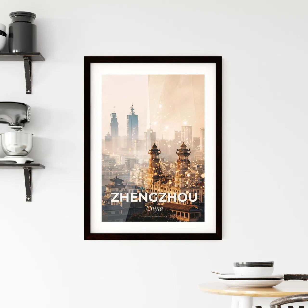 Zhengzhou Skyline Architectural Composite Poster - A city with tall buildings and fog Custom Print