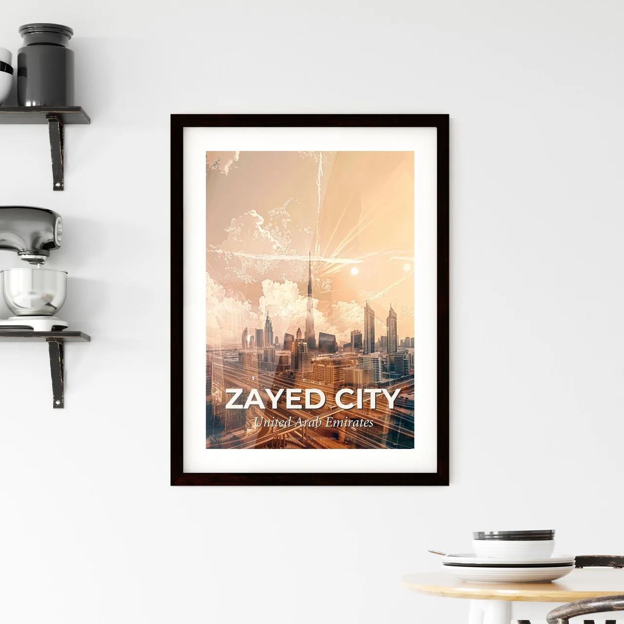 Zayed City: Oasis of Arabian Architecture Art - A city with many roads and buildings Custom Print