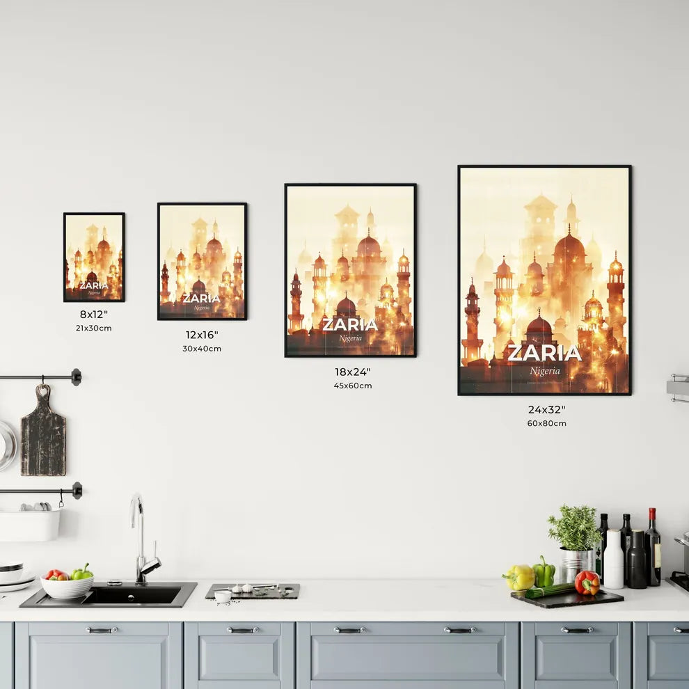 Zaria Nigeria Cityscape Splendors Composite Art - A building with towers and towers and a light burst Size Chart