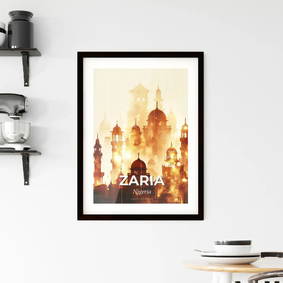Zaria Nigeria Cityscape Splendors Composite Art - A building with towers and towers and a light burst Custom Print
