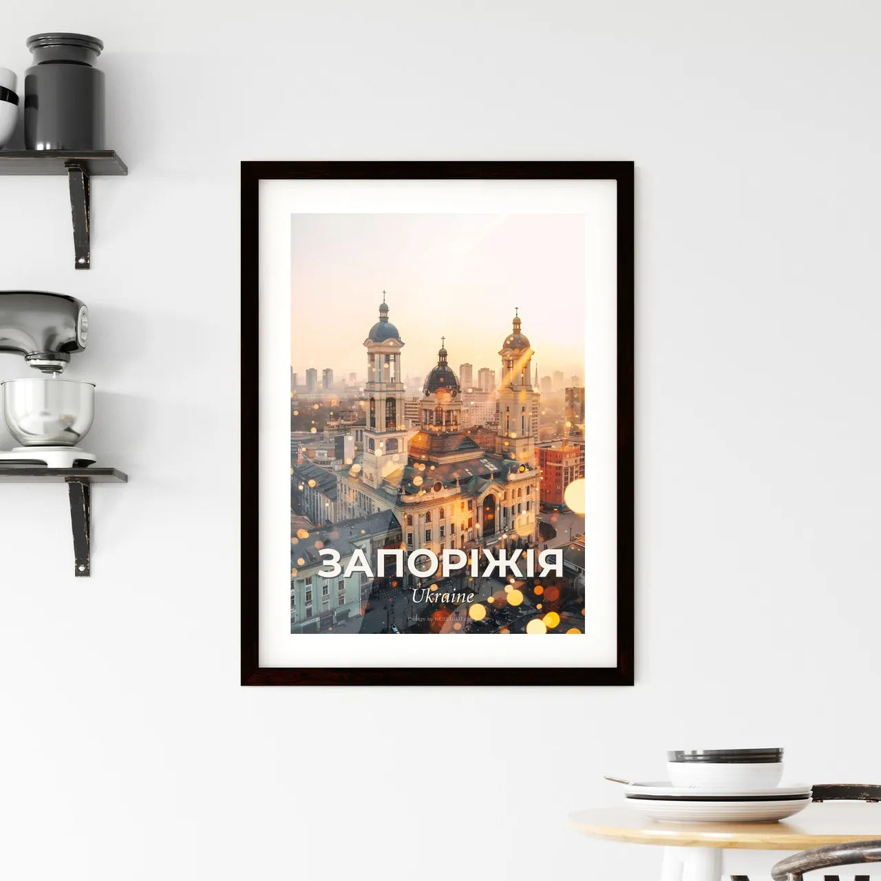 Zaporizhia City Lightscape Art Poster - A large building with towers and a city in the background Custom Print