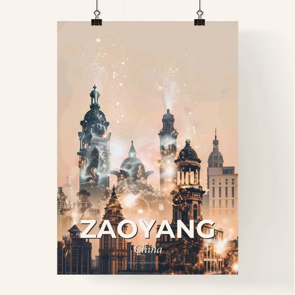 Zaoyang Cityscape Architectural Wonders Poster - A city with many towers and a city with many stars Poster