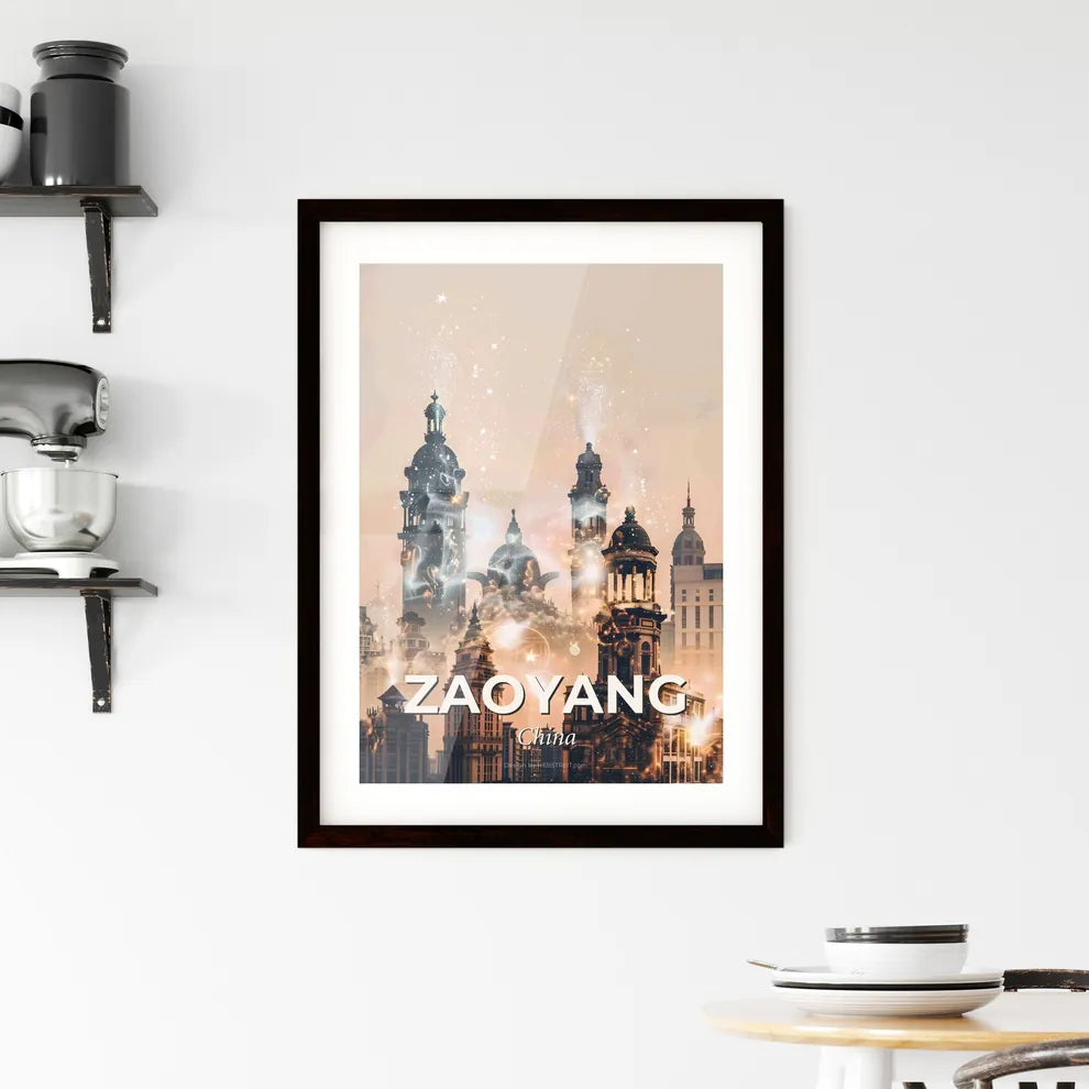 Zaoyang Cityscape Architectural Wonders Poster - A city with many towers and a city with many stars Custom Print