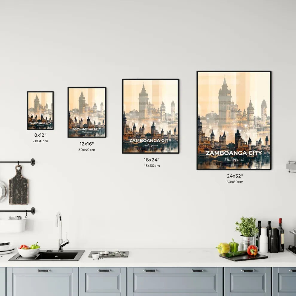 Zamboanga City Skyline Architecture Art Double Exposure - A city with towers and buildings Size Chart