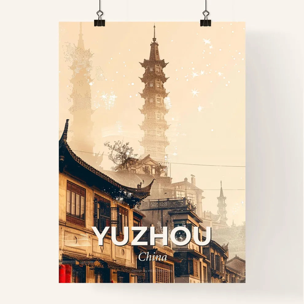 Yuzhou City Double Exposure Skyline Poster - A tall tower in a city Poster