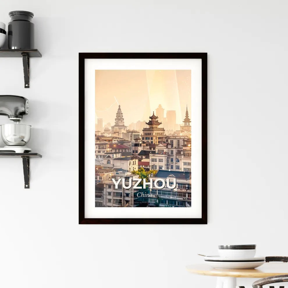 Yuzhou Skyline Art: Local Icons Double Exposure - A city with many buildings Custom Print