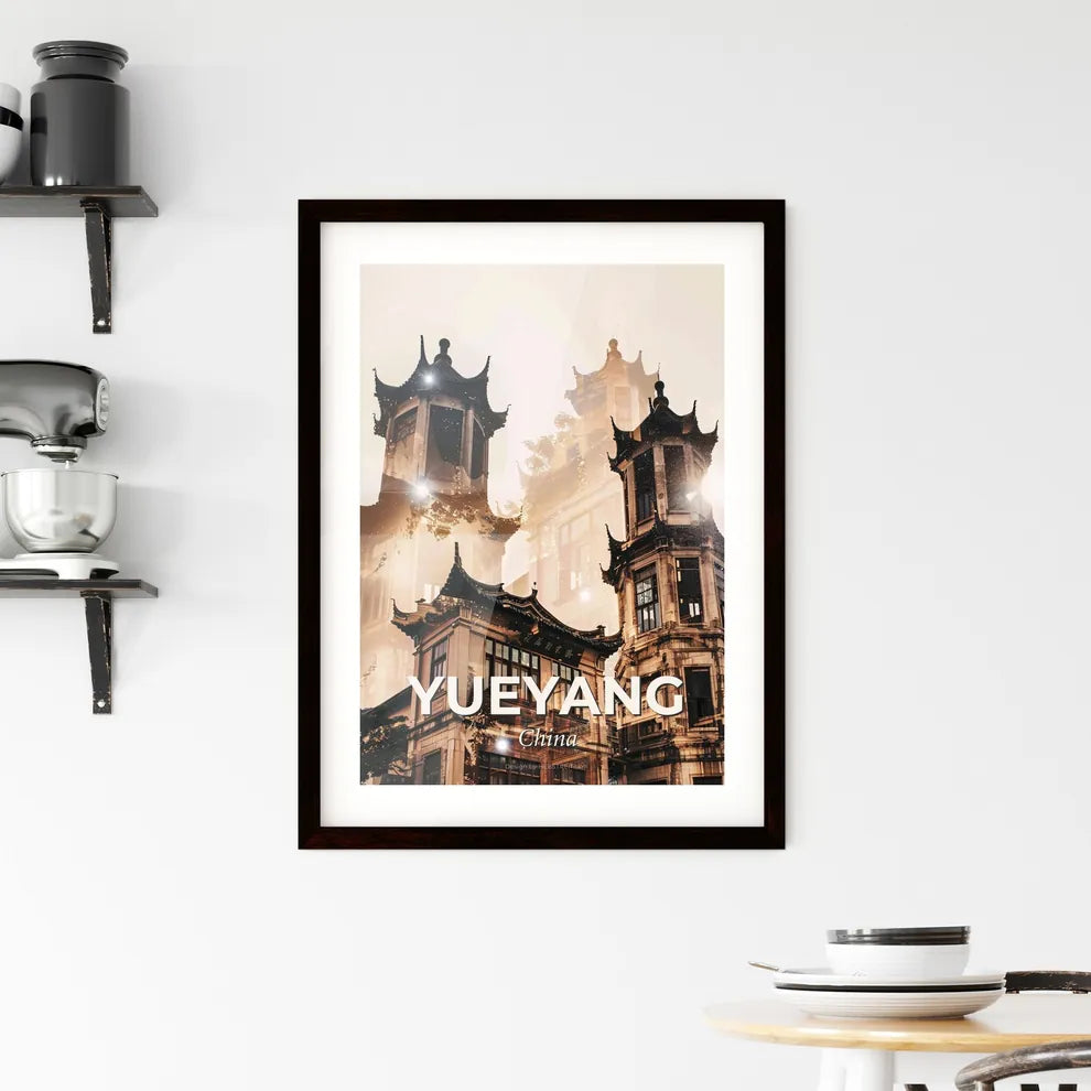Yueyang Skyline Double Exposure Poster Art - A double exposure of a building Custom Print
