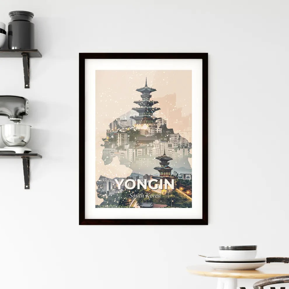 Yongin City Lights: Korean Architecture Skyline - A double exposure of a city Custom Print