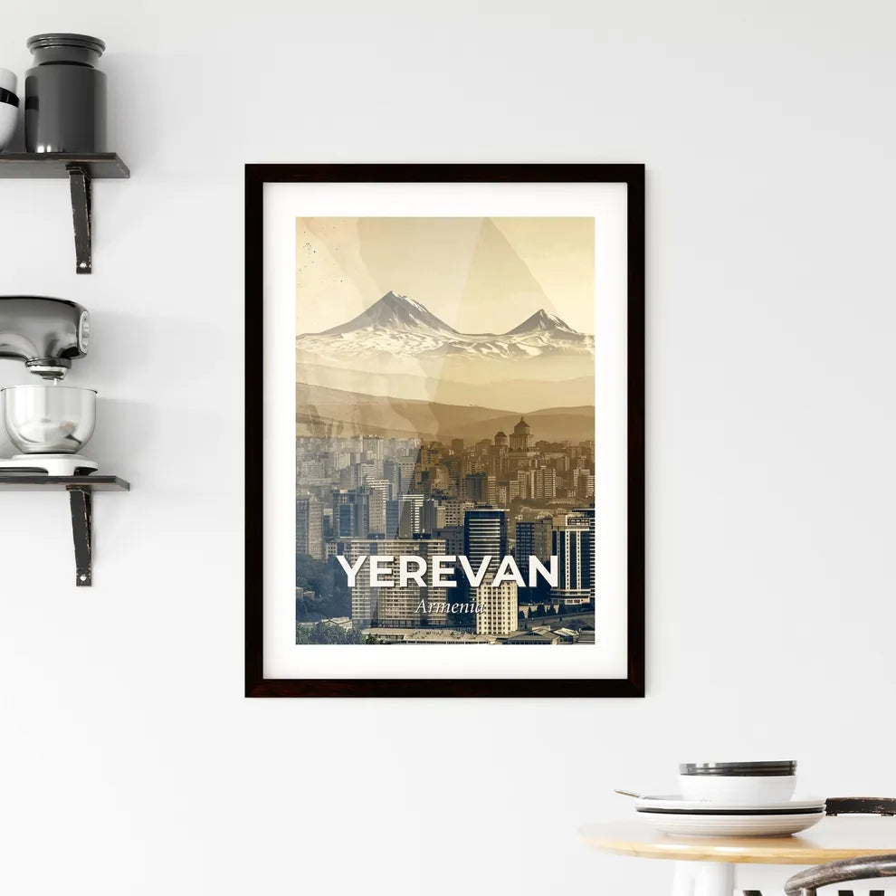 Yerevan Skyline Double Exposure Poster - A city with mountains in the background Custom Print