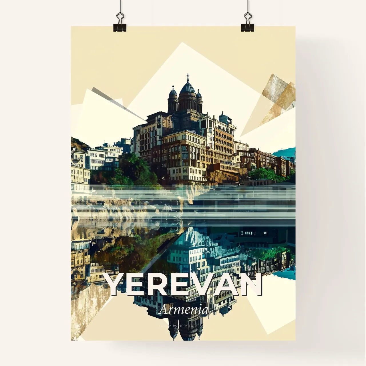 Yerevan Skyline Composite Poster Art - A city with a body of water Poster