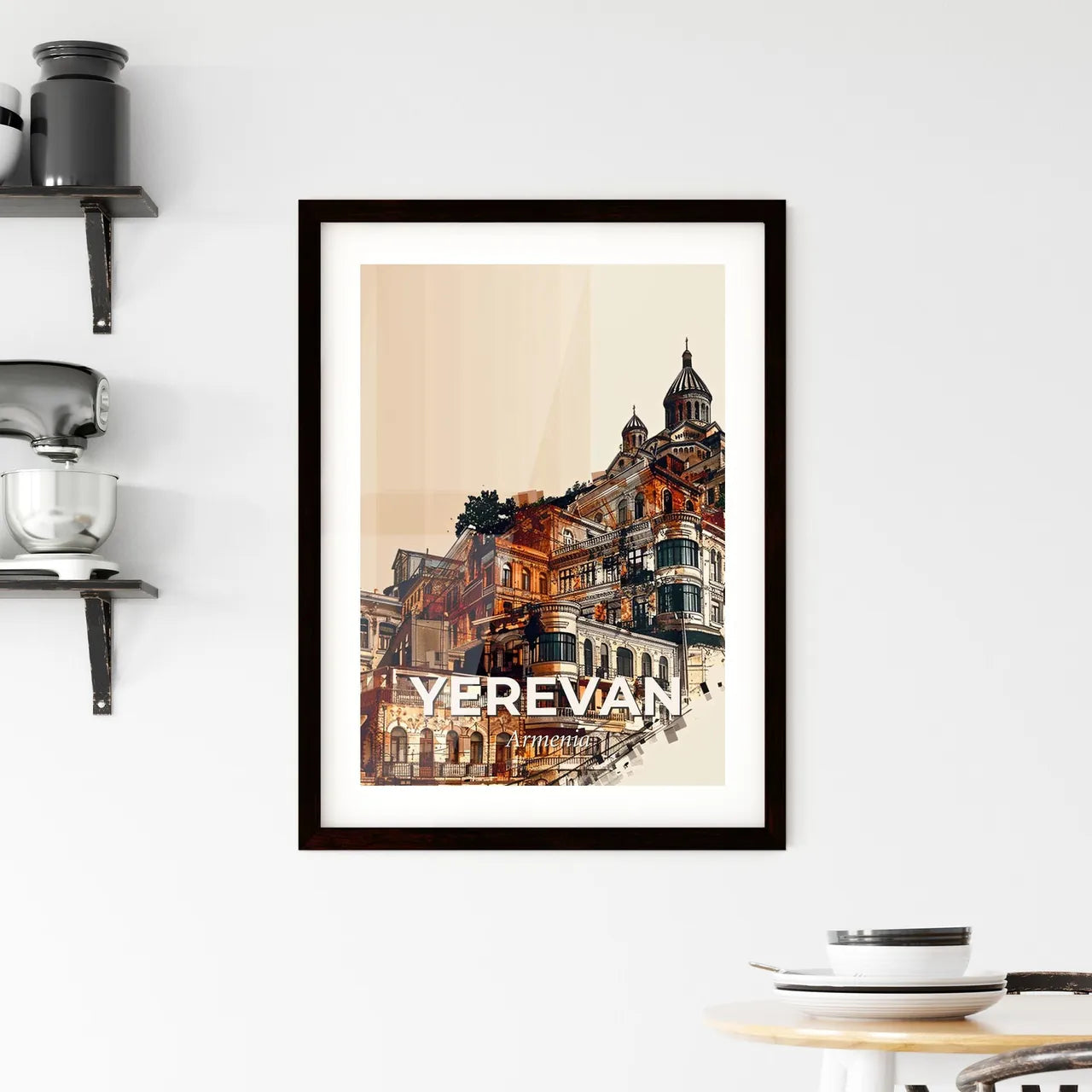 Yerevan Skyline Symphony in Light - A large building with many windows Custom Print