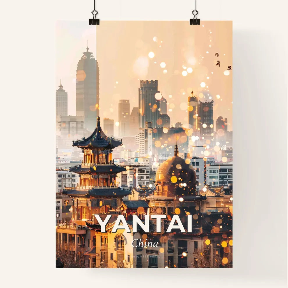 Yantai Skylight Symphony: City Charm Unveiled - A city with many buildings Poster