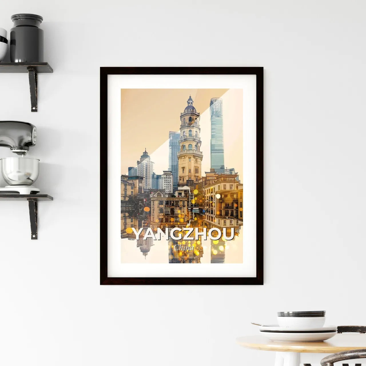 Yangzhou Skyline Art Deco Composite Print - A city with many tall buildings Custom Print