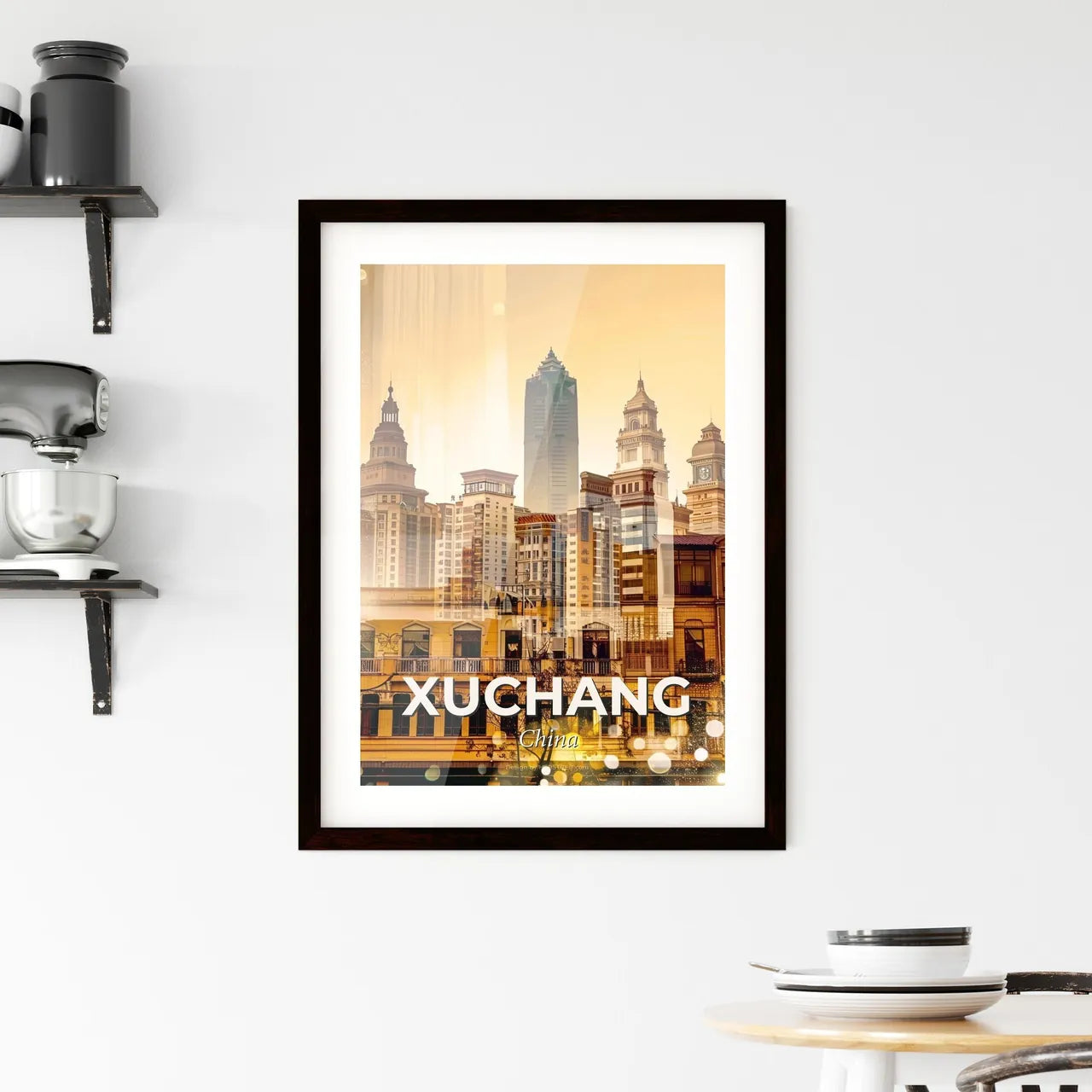 Xuchang, China: City Lights in Harmony - A city skyline with many tall buildings Custom Print