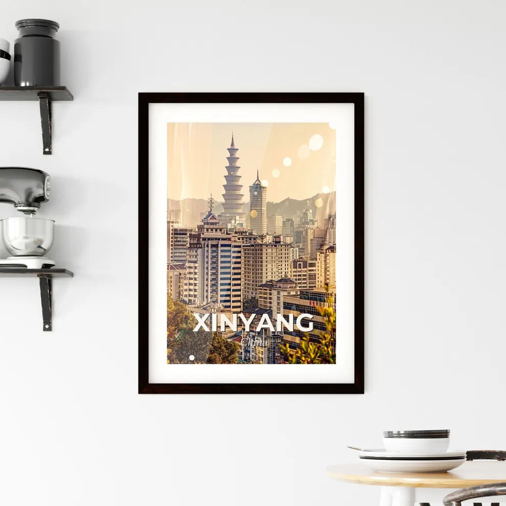 Xinyang Skyline Cityscape Art Modern Local - A city with tall buildings and trees Custom Print