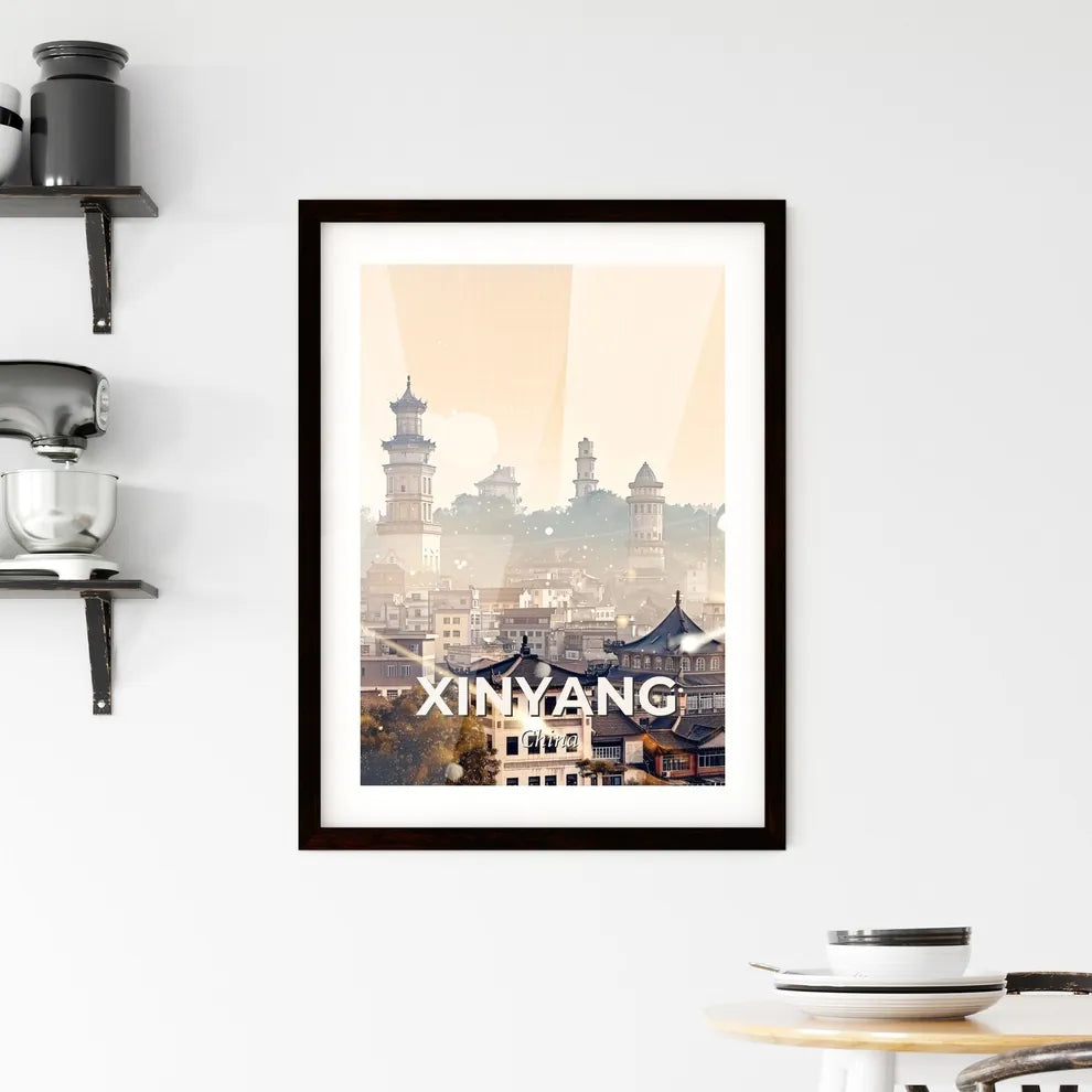 Xinyang City Skyline Sparkle Composite Art Print - A city with many buildings and trees Custom Print